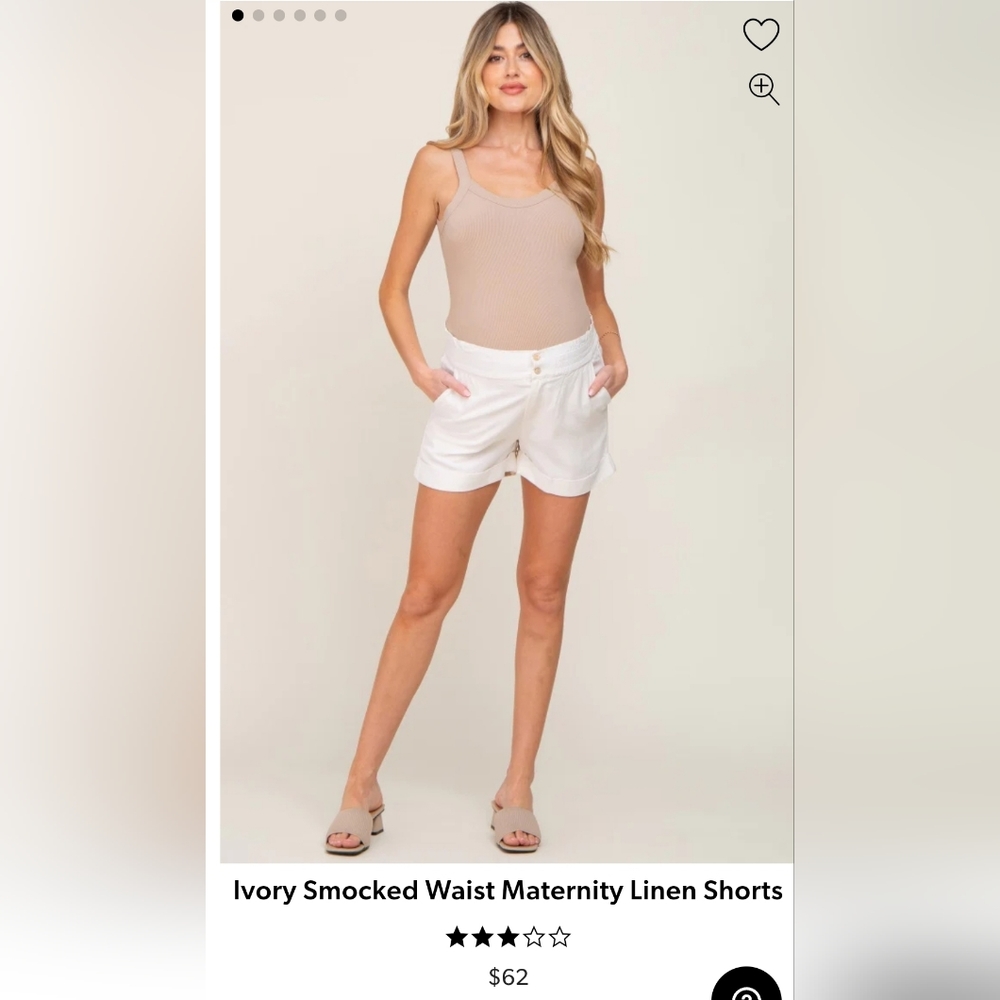 Ivory linen maternity shorts